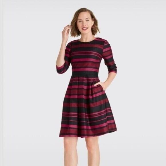 Draper James Collection Cabernet Stripe Dress Size 8 - Picture 1 of 11